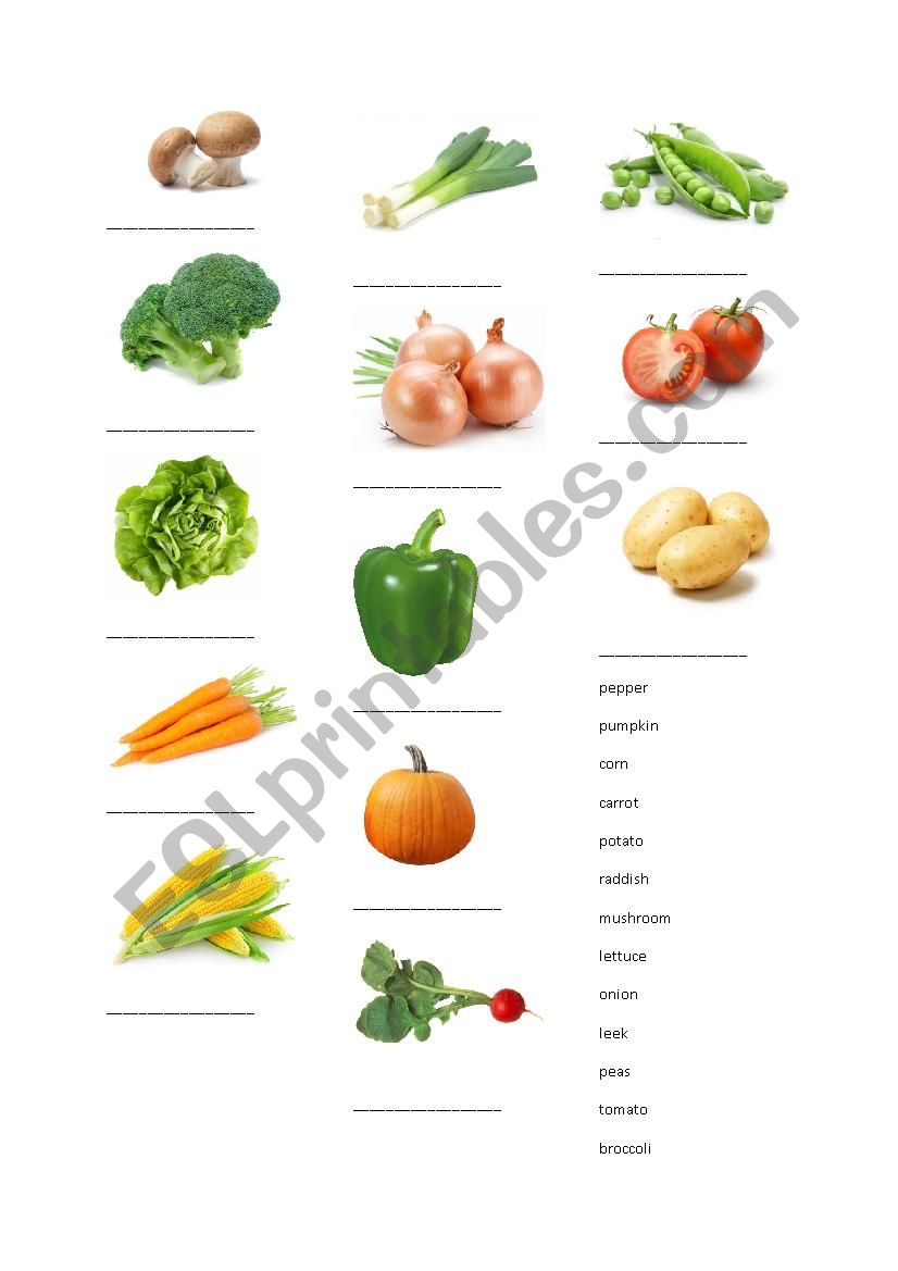 Vegetables - ESL worksheet by wrobli