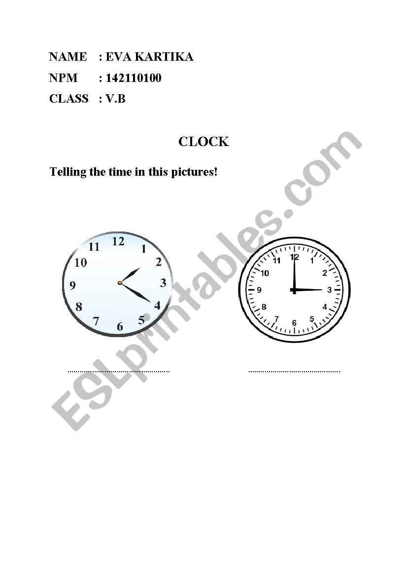 oclock worksheet