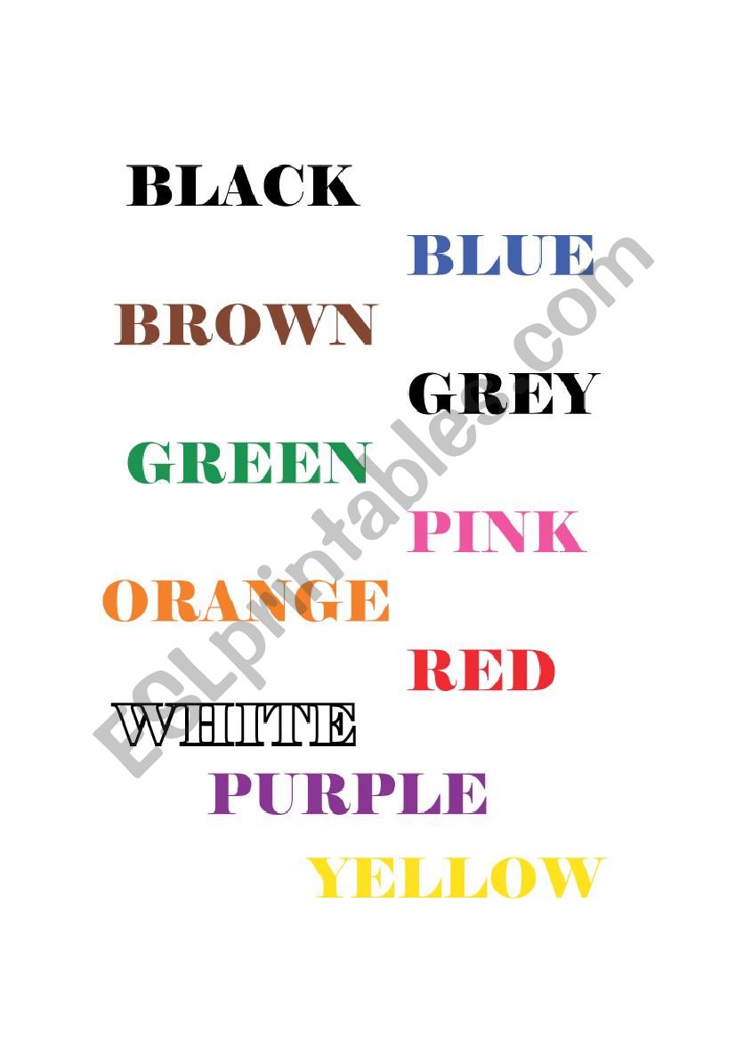 Colour names worksheet