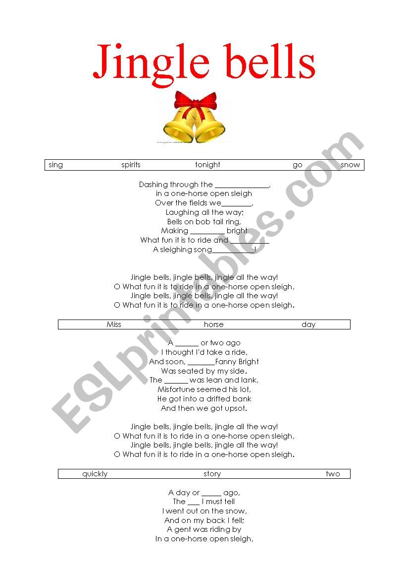 Jingle Bells-song - ESL worksheet by Ginou