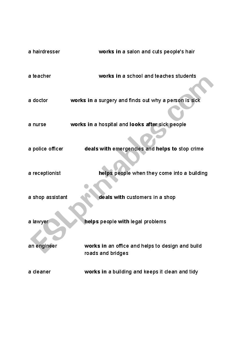 jobs - practice activity worksheet