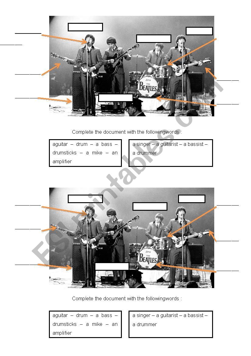 the beatles vocabulary worksheet