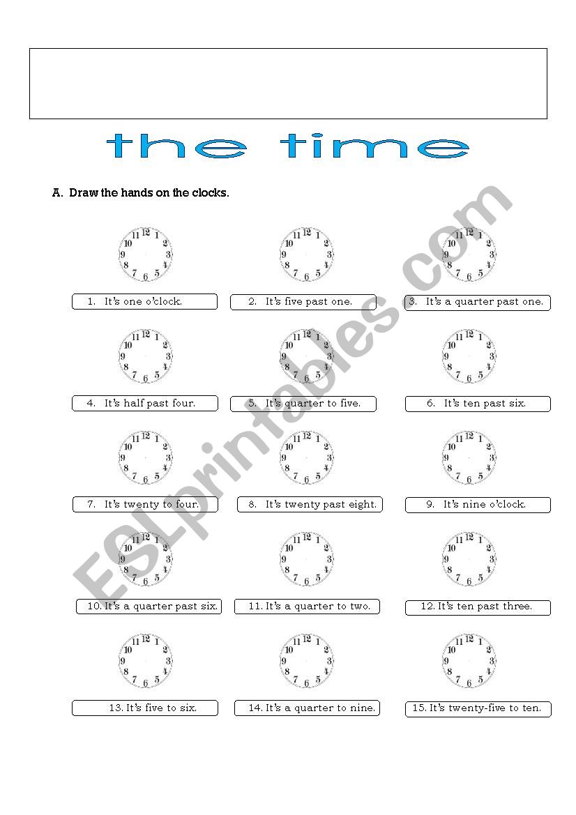 the time worksheet