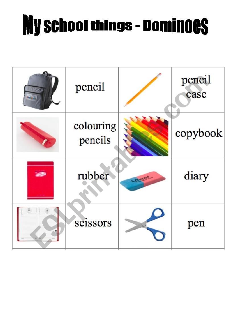 dominoes school things worksheet