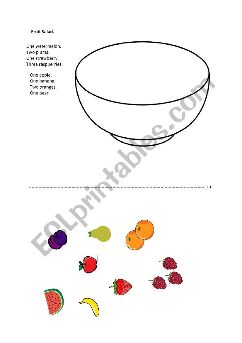 Fruit Salad cut and paste worksheet