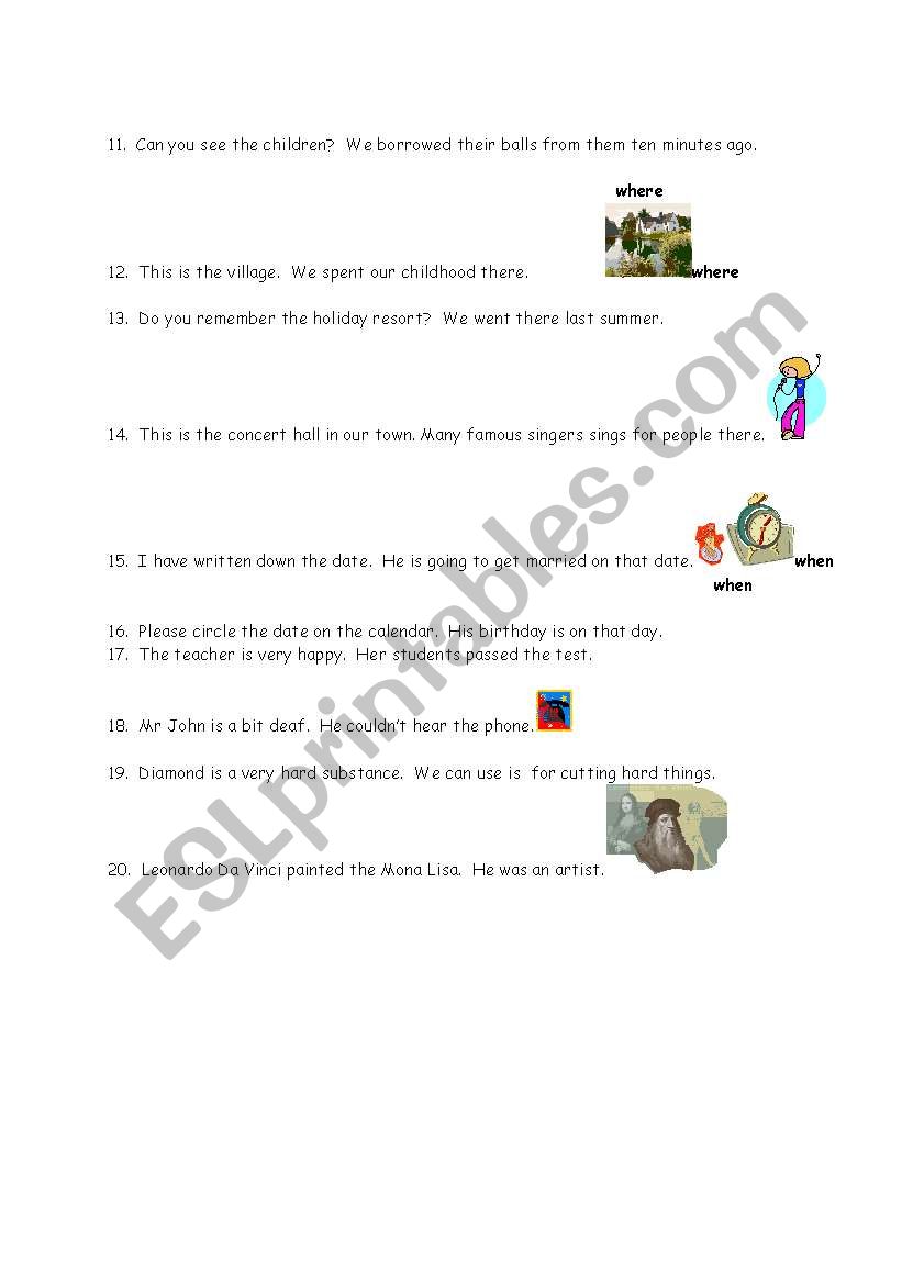 relative/second page worksheet