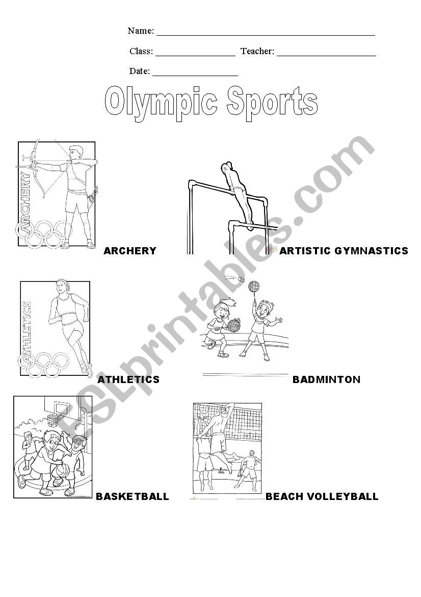 Olympic sports ESL worksheet by anapaulacoimbra