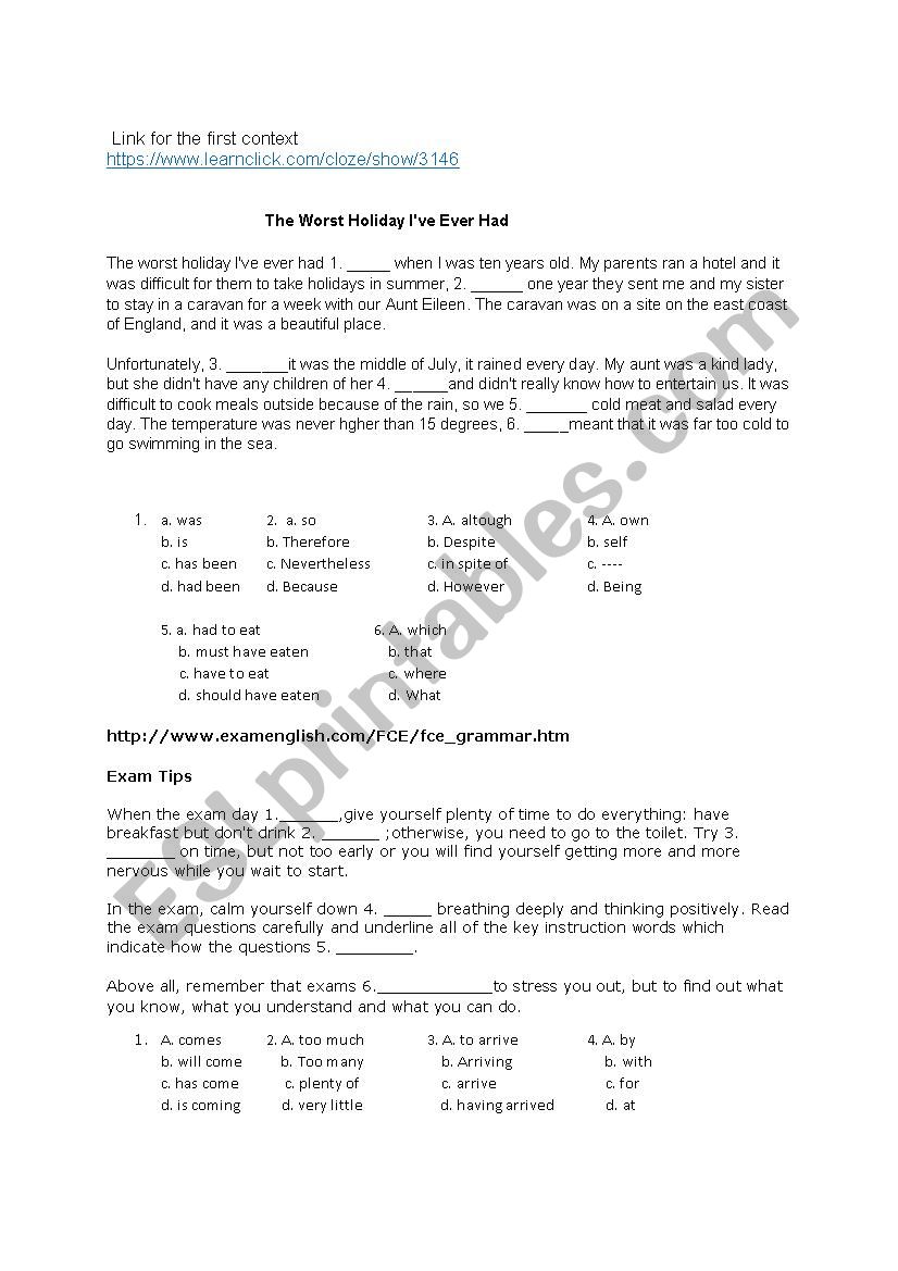 Contextual grammar exercise worksheet