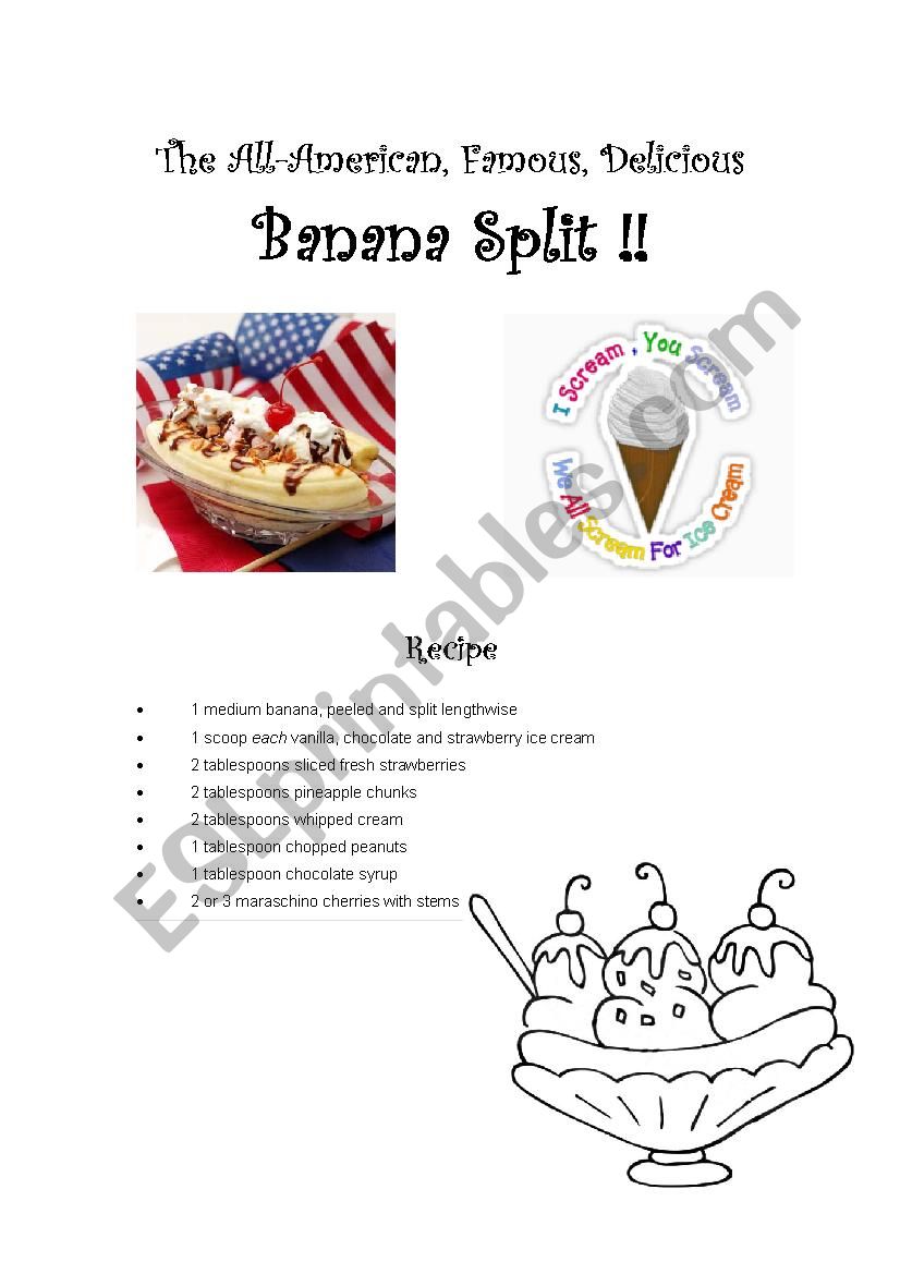 Banana Split worksheet