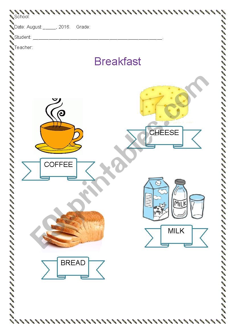 Breakfast worksheet