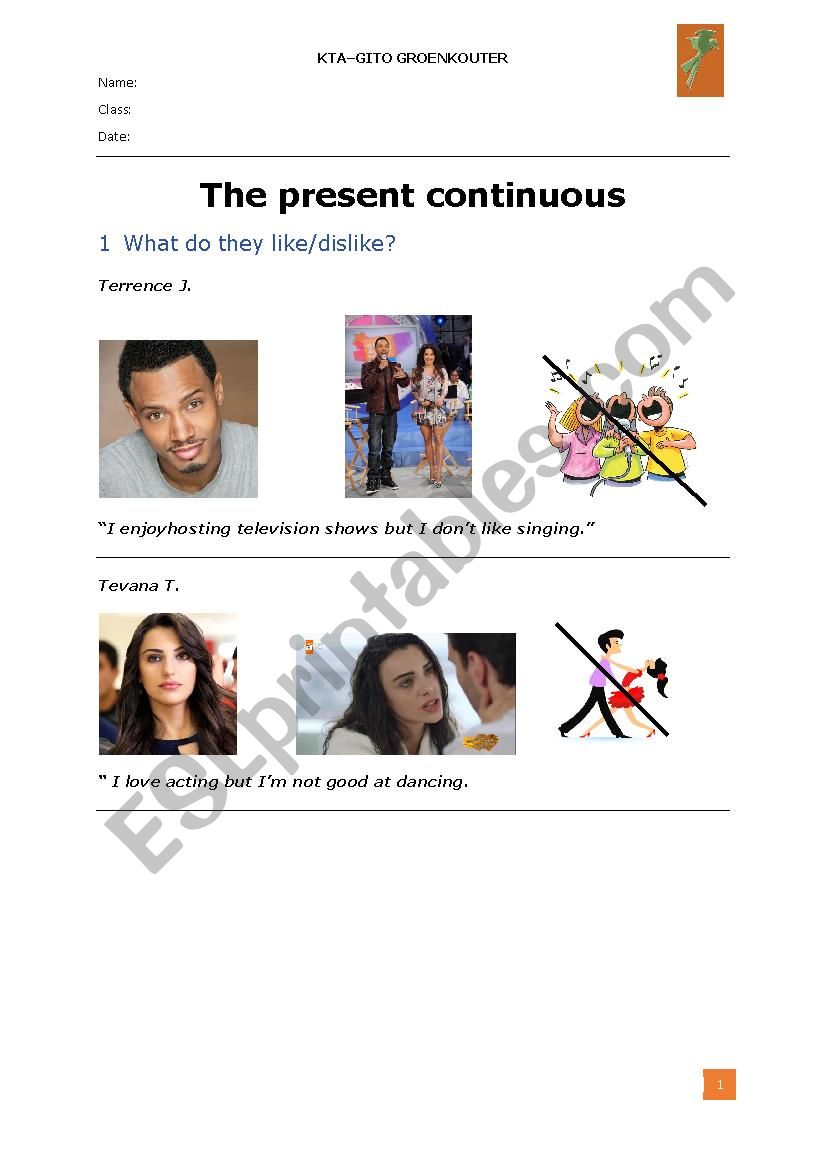 The Present Continuous worksheet