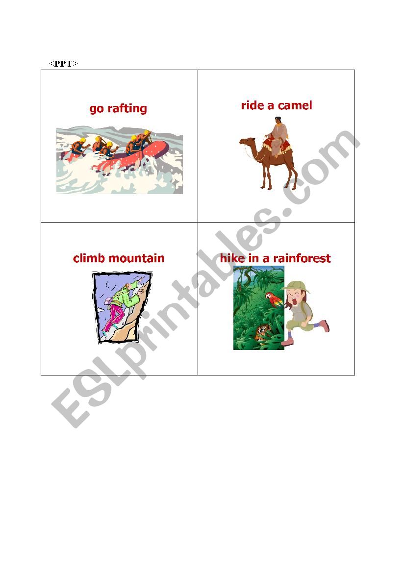 outdoor activity worksheet