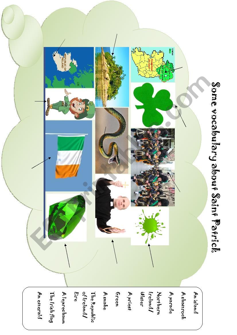 Saint Patrick vocabulary worksheet