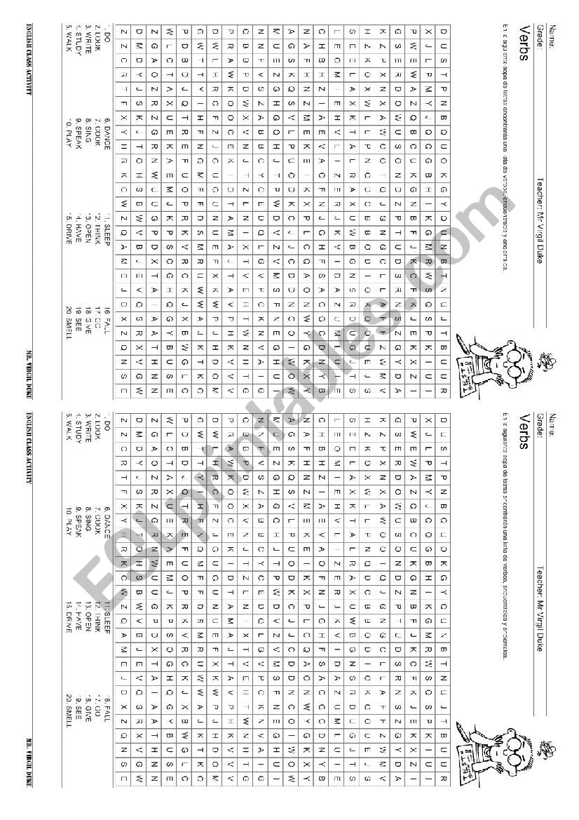 sopa de letras  worksheet