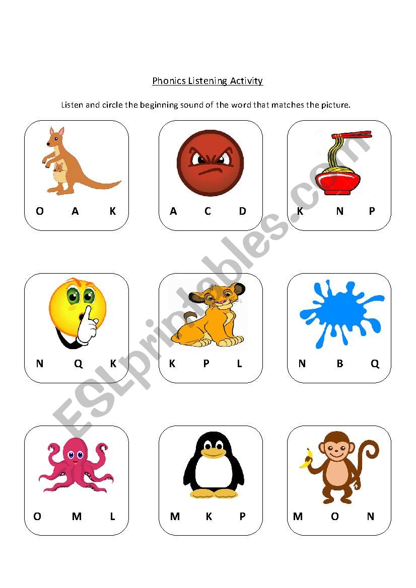 Phonics Listening Activity worksheet