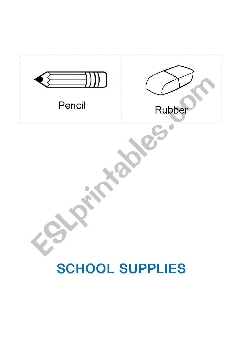 School supplies and colours worksheet