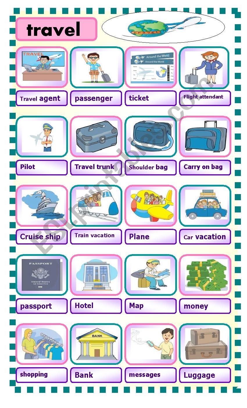 travel vocabulary english esl