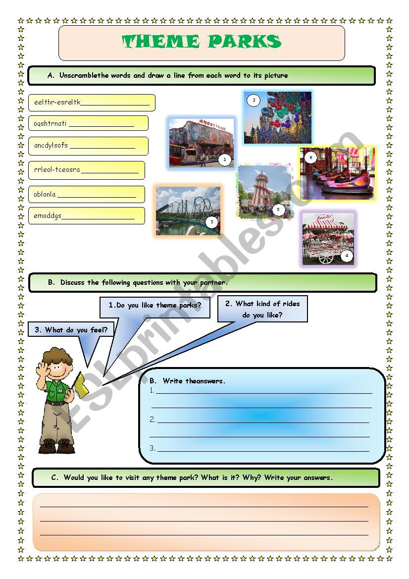 Theme Parks worksheet