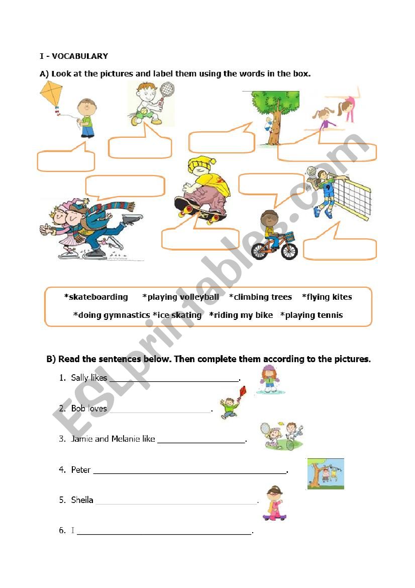 Playground and Actions - ESL worksheet by twobik