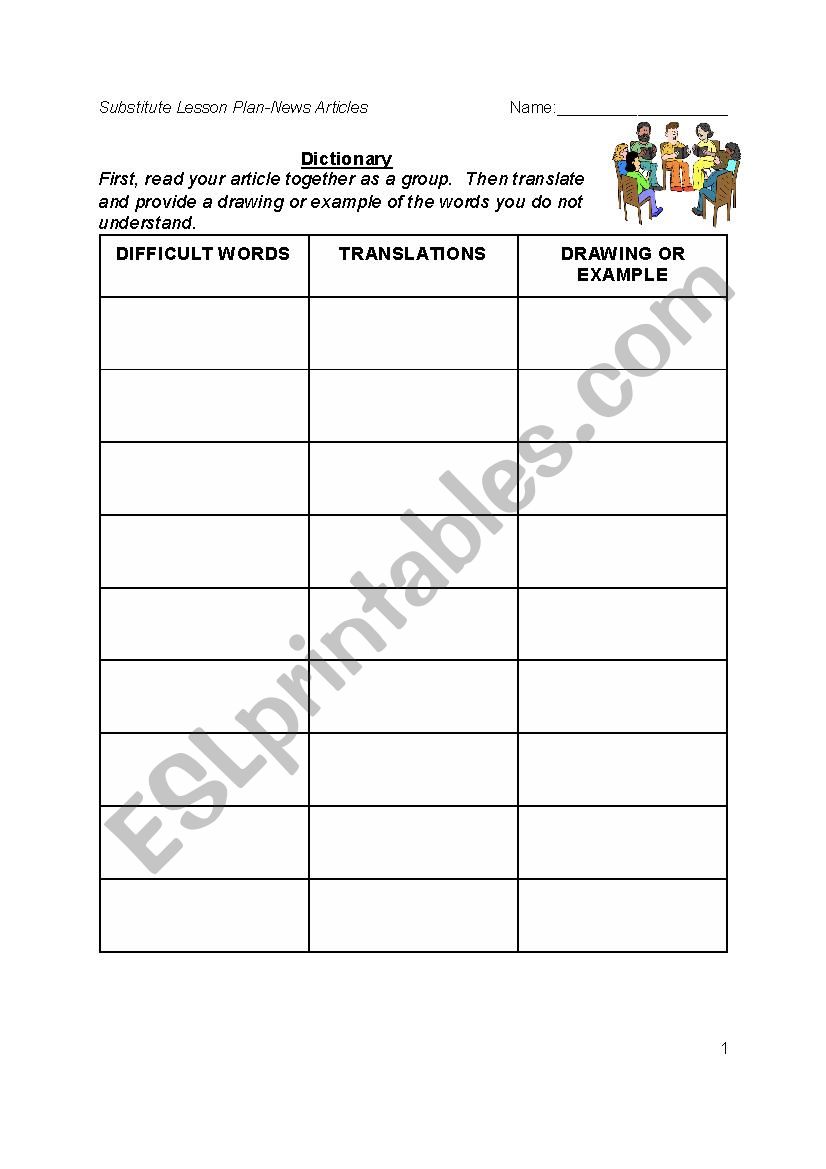 Substitute Lesson Plan-Summarizing an Article