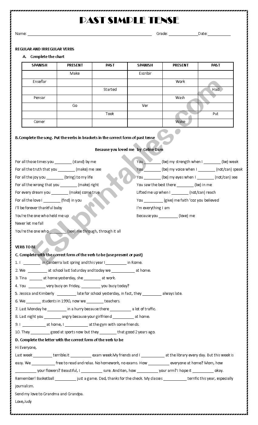 Past Simple Tense  worksheet