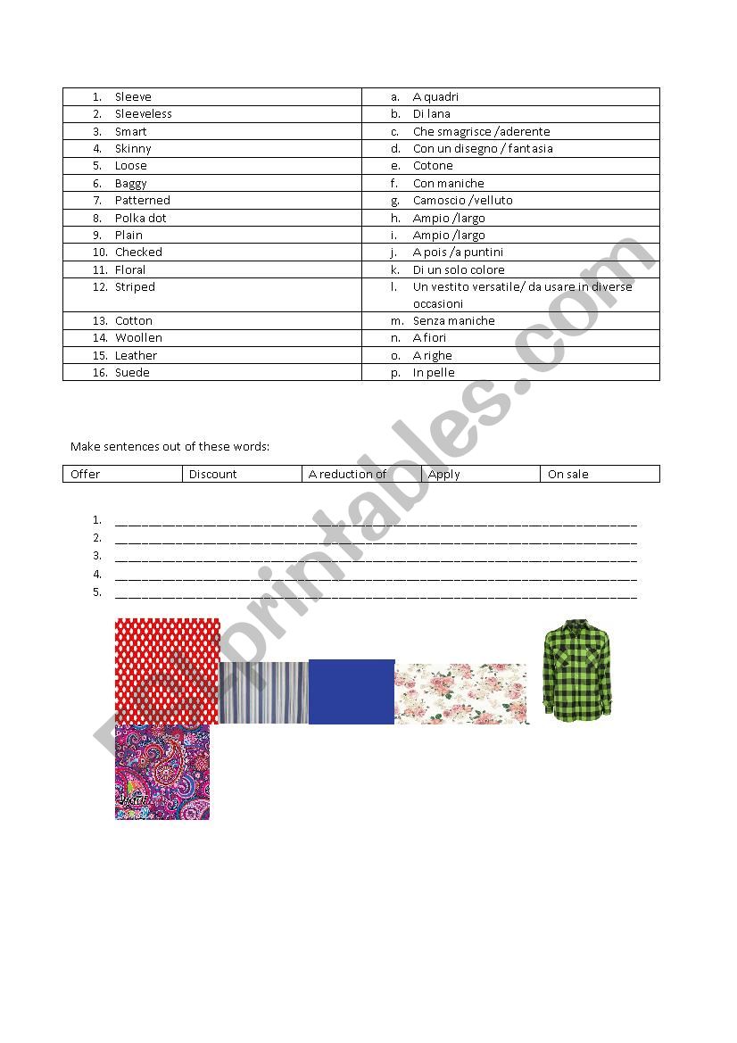 Clothes worksheet