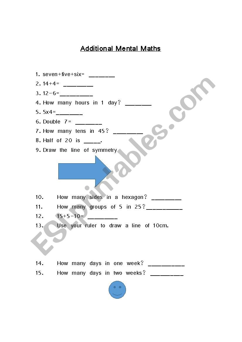 Mental Maths Problems worksheet