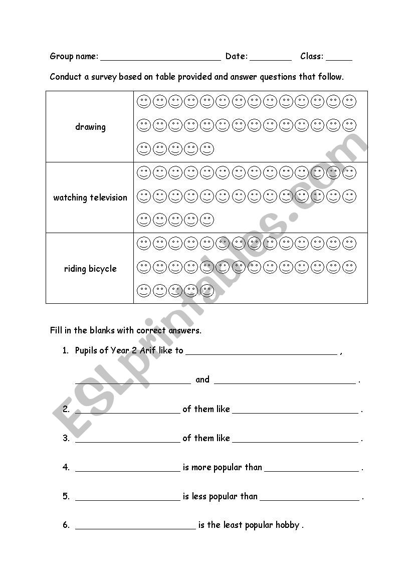 hobby worksheet