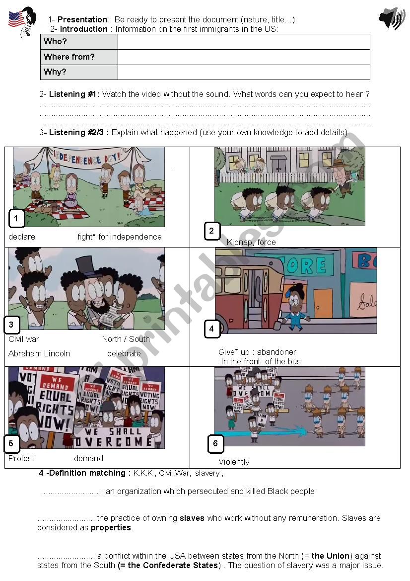  brief history of the USA worksheet