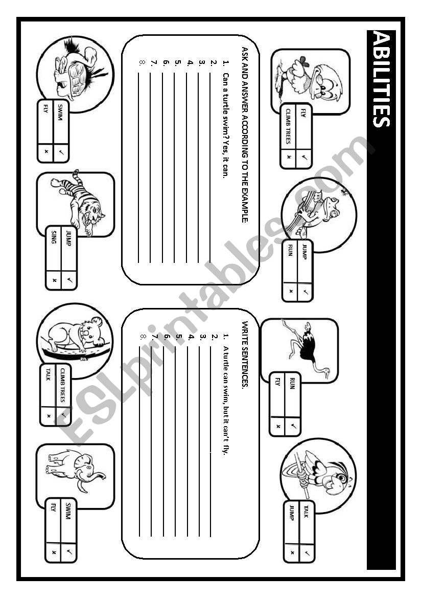 Abilities with CAN worksheet