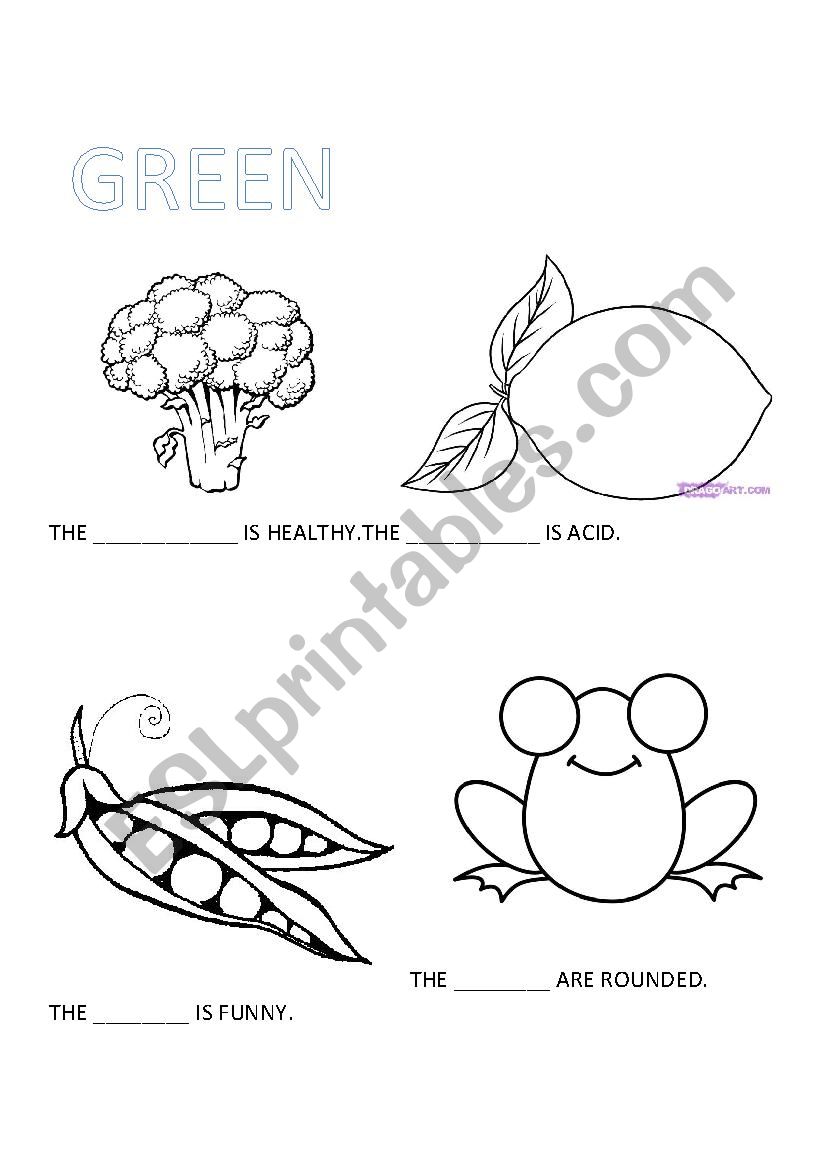 Green Color Worksheet For Kids
