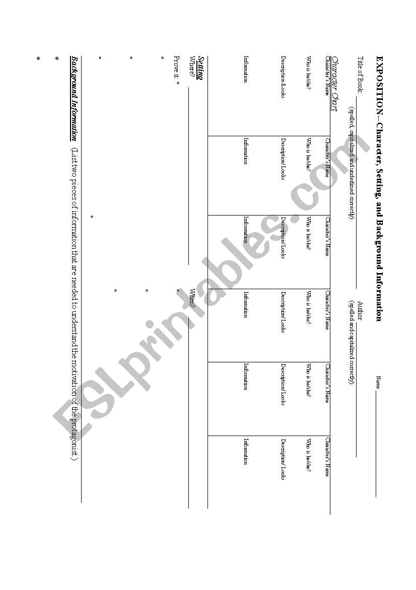 Exposition Chart worksheet