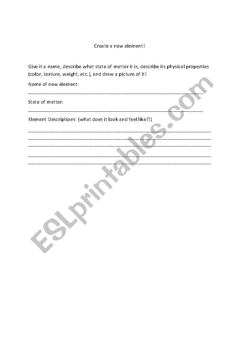 Create an Element worksheet