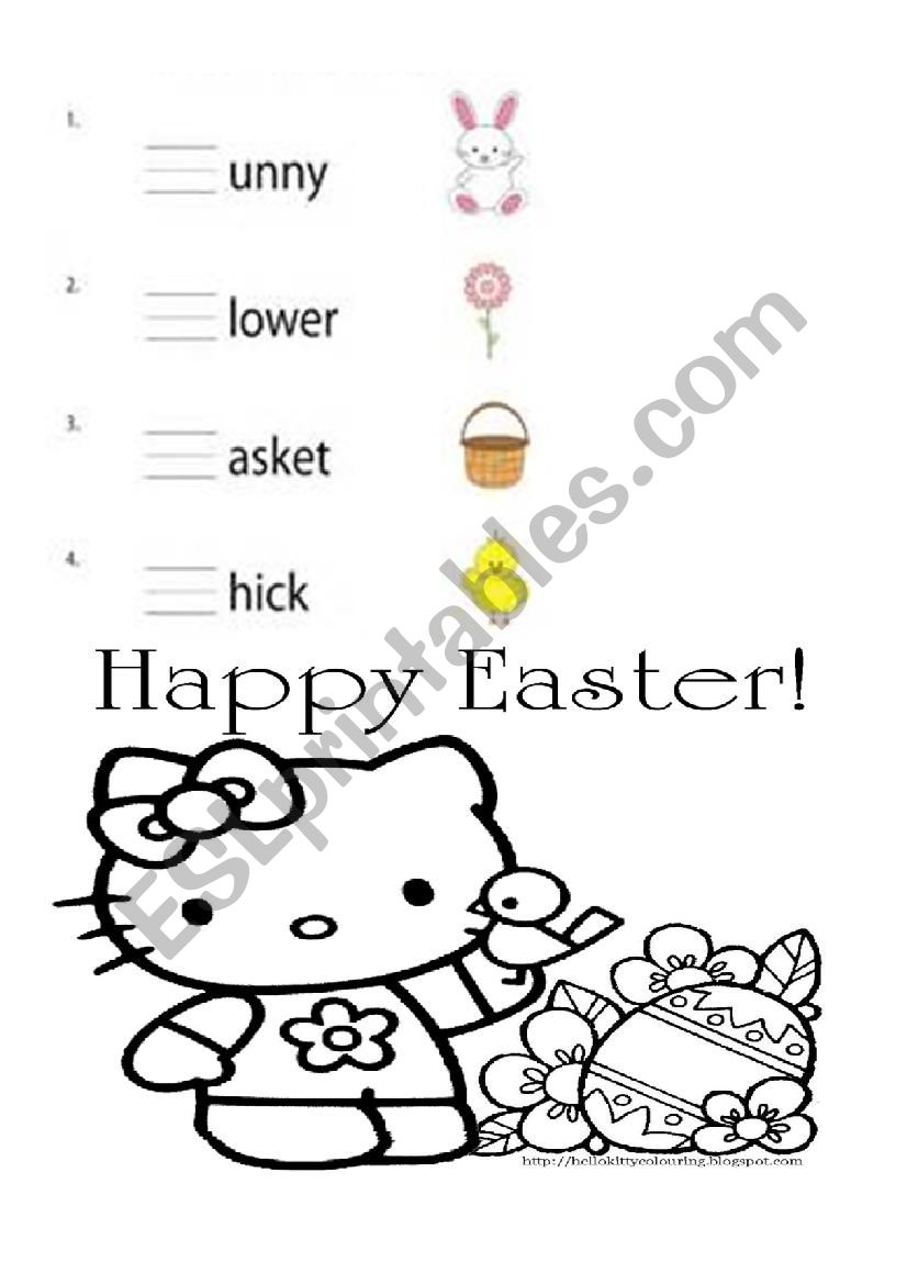 Easter phonics blend review Hello Kitty and Spongebob With coloring