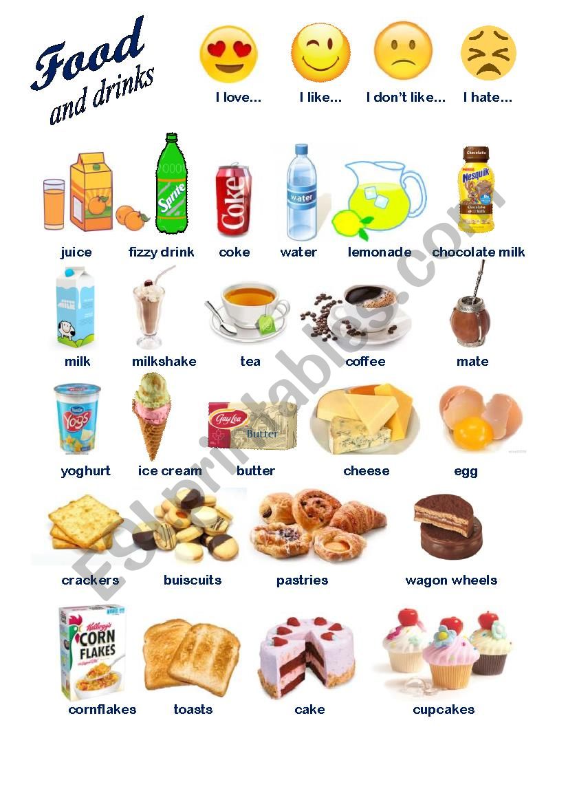 Food And Drinks Vocabulary ESL Worksheet By Paola 