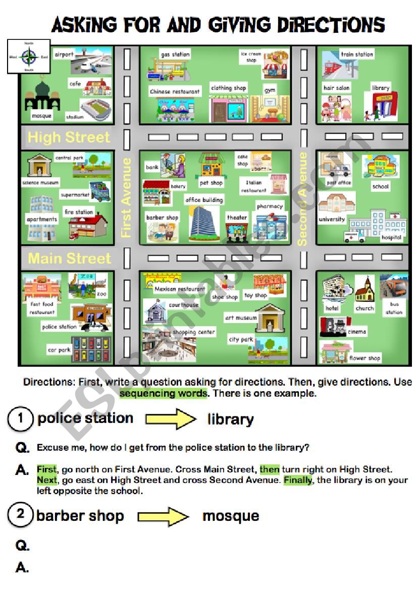 Asking For And Giving Directions ESL Worksheet By Al295801