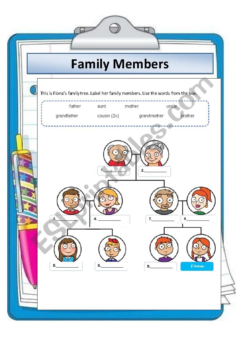 Family Members ESL Worksheet By Augusta Campos