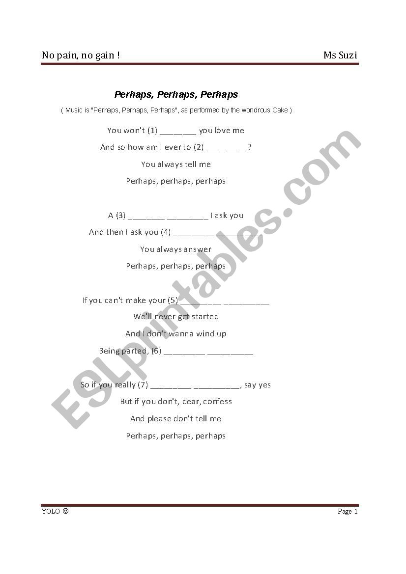 Valentine Vocabulary worksheet