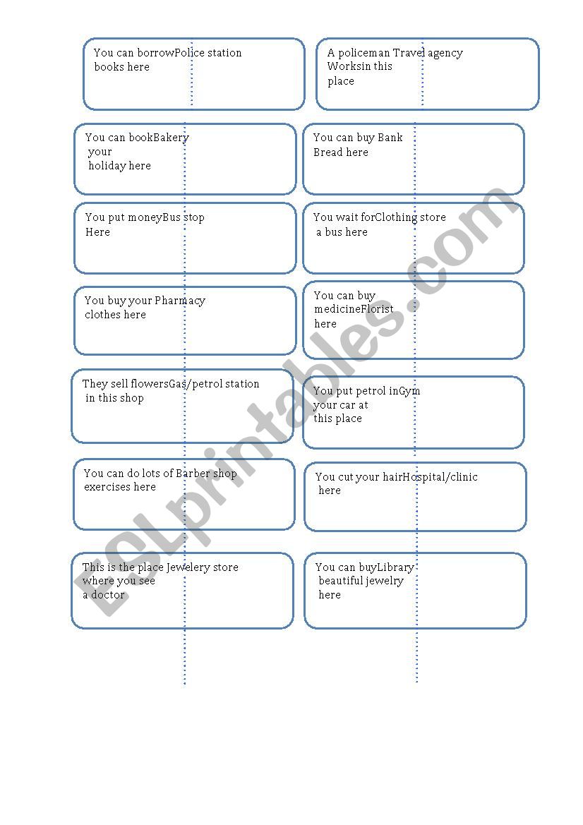 City dominoe  worksheet