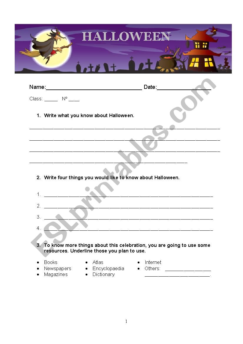 Halloween worksheet