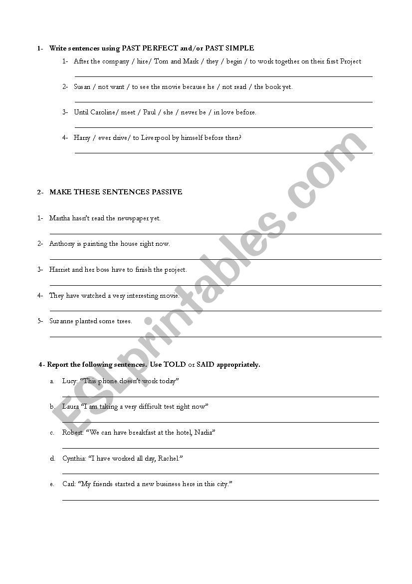 passive voice and reported speech exercises pdf