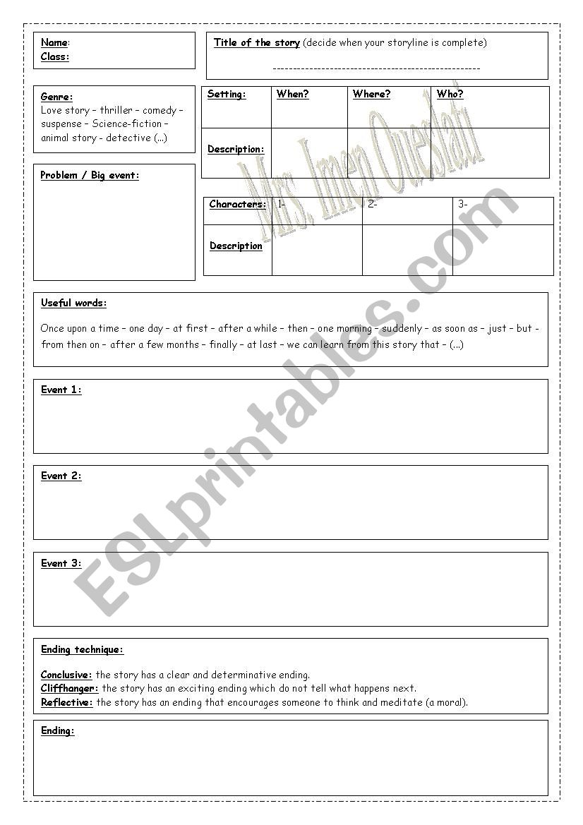 creative writing template ESL worksheet by imanitta
