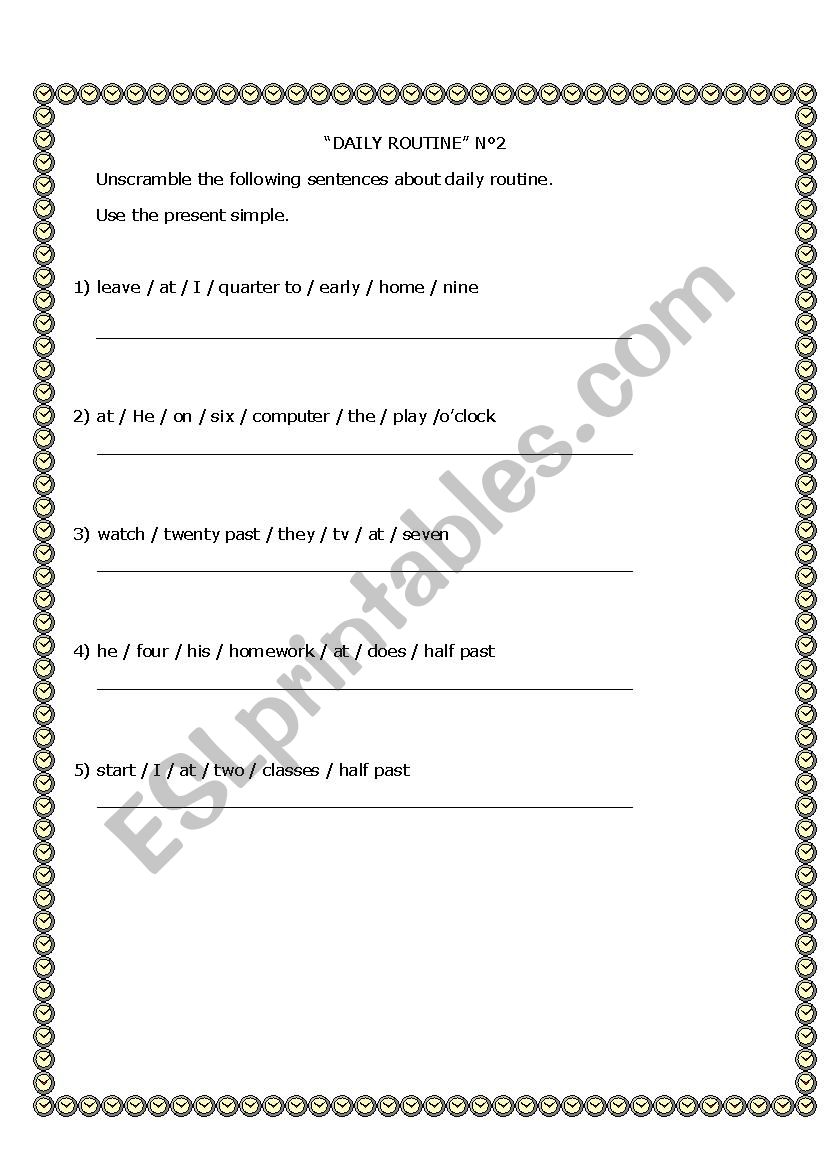 Daily Routine  worksheet