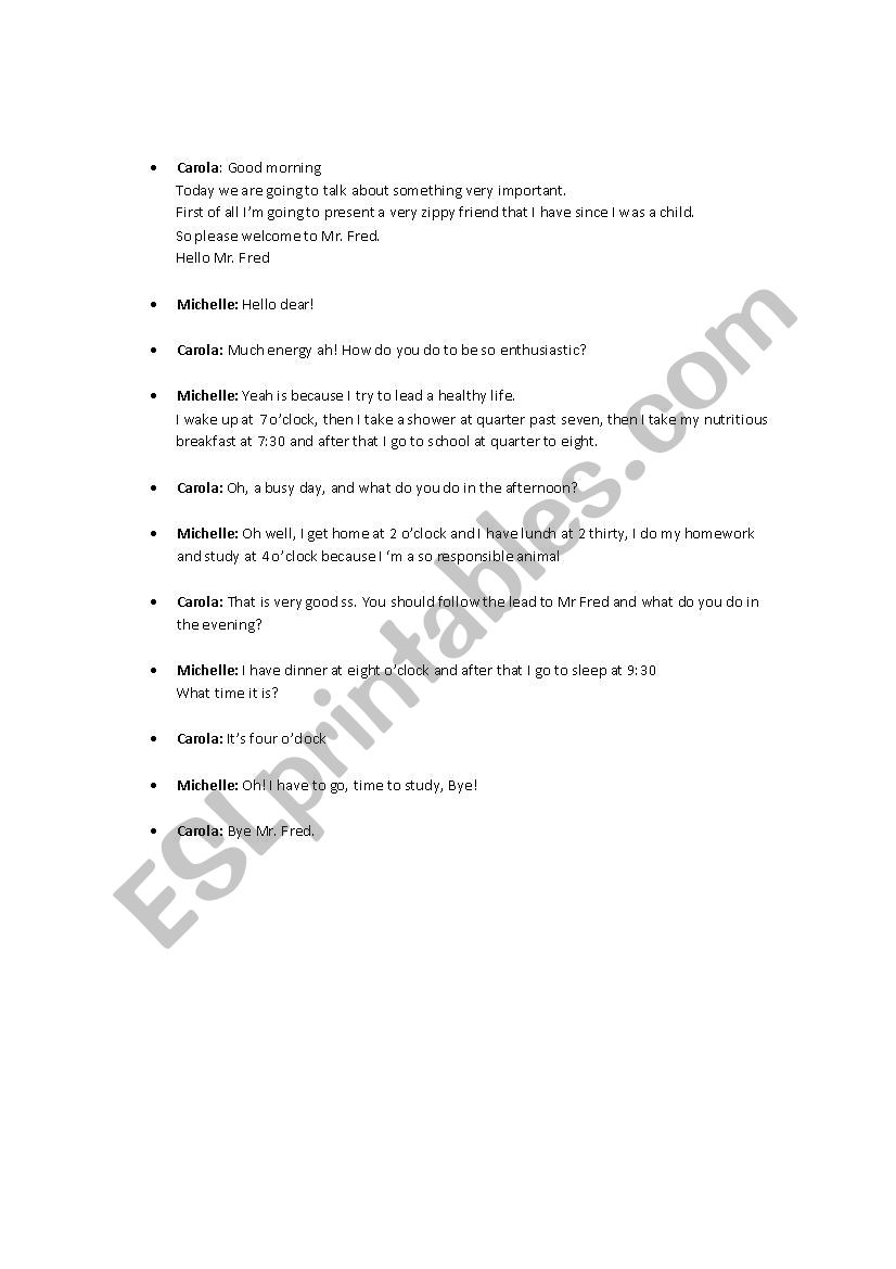 Dialogue Daily Routine worksheet