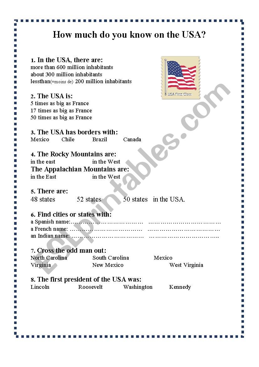 how much do you know on the usa