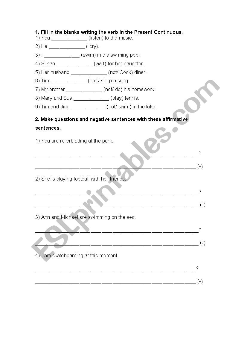 Present continuous - ESL worksheet by imonpe