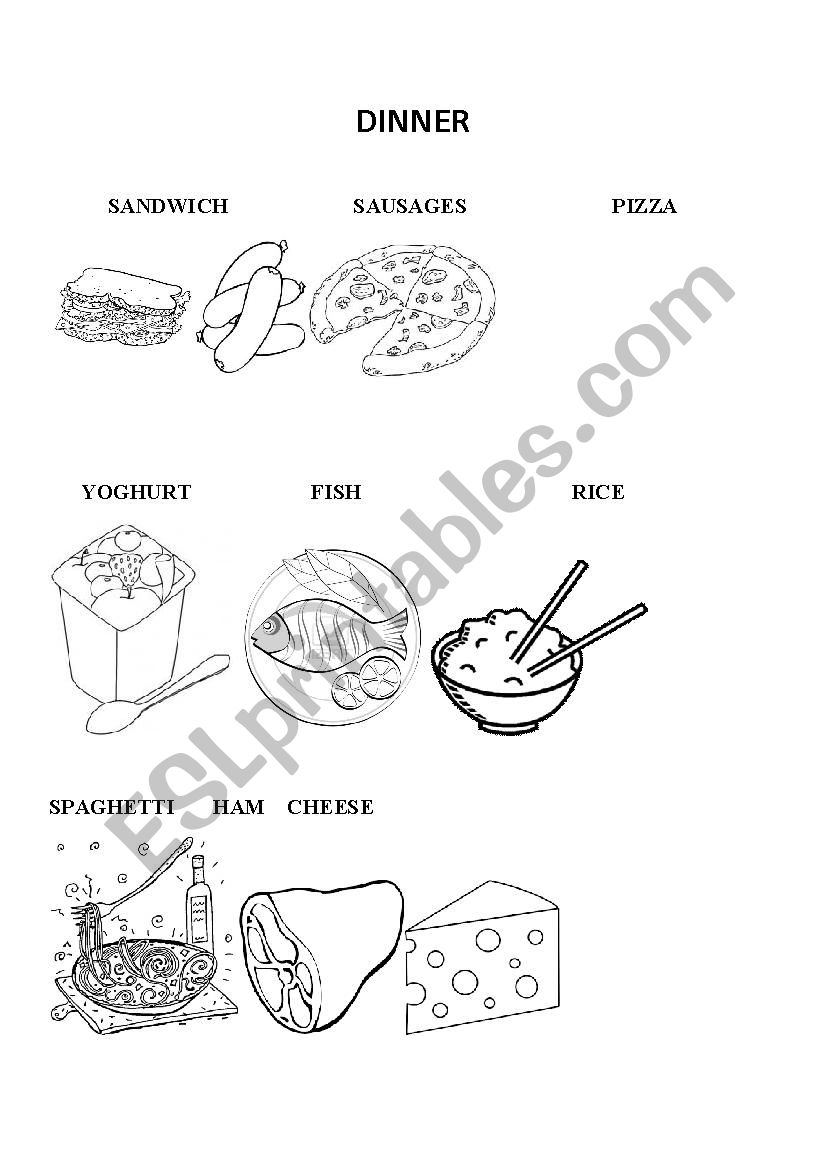 Dinner - ESL worksheet by cristinakiss