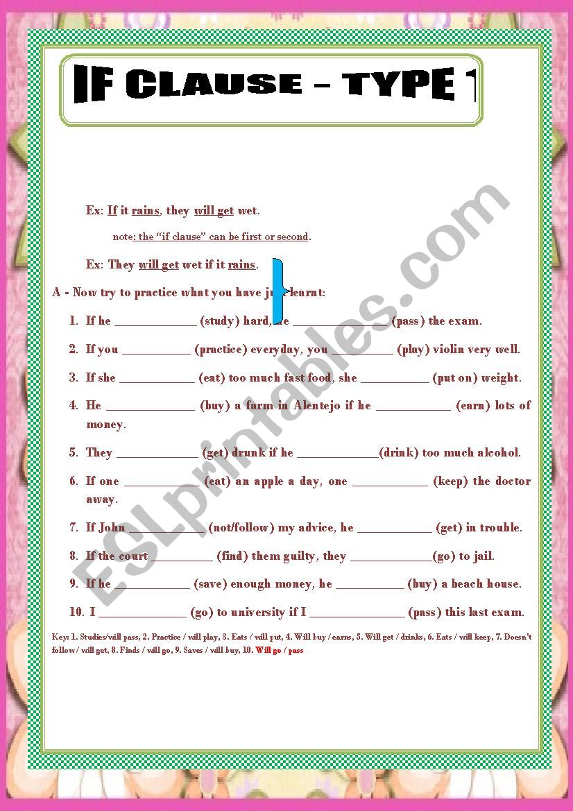 first conditional  worksheet