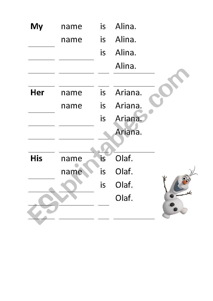 My-his-her name is... worksheet
