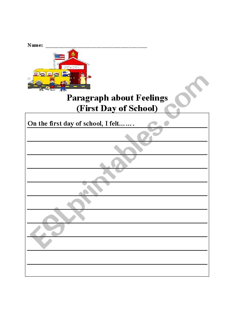 Paragraphs About Feelings With Pictures and Starter Sentence